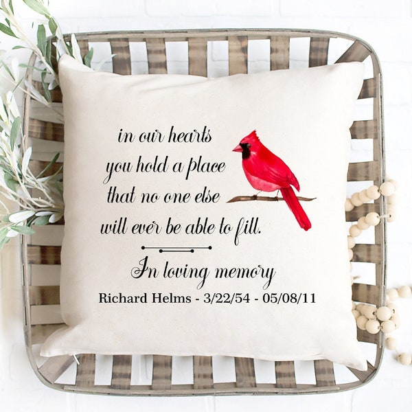 Bereavement Pillow / Loss Pillow / Cardinal Pillow / Personalized / In loving memory of
