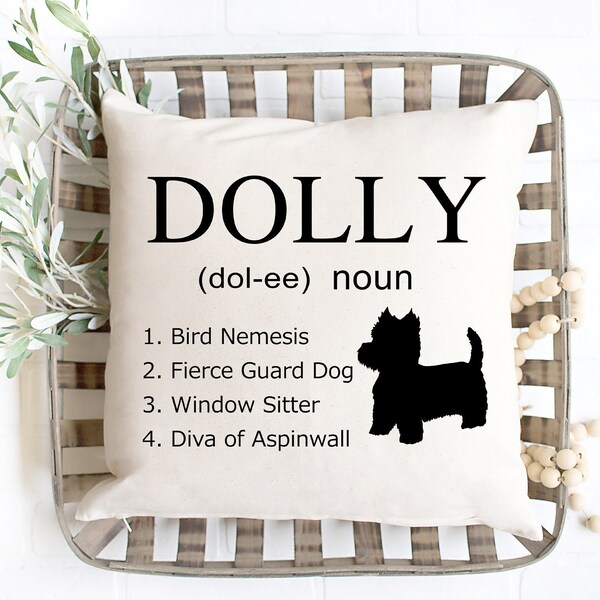 Personalized Dog Pillow with Silhouette, Name and Definitions of Your Pup or Cat!
