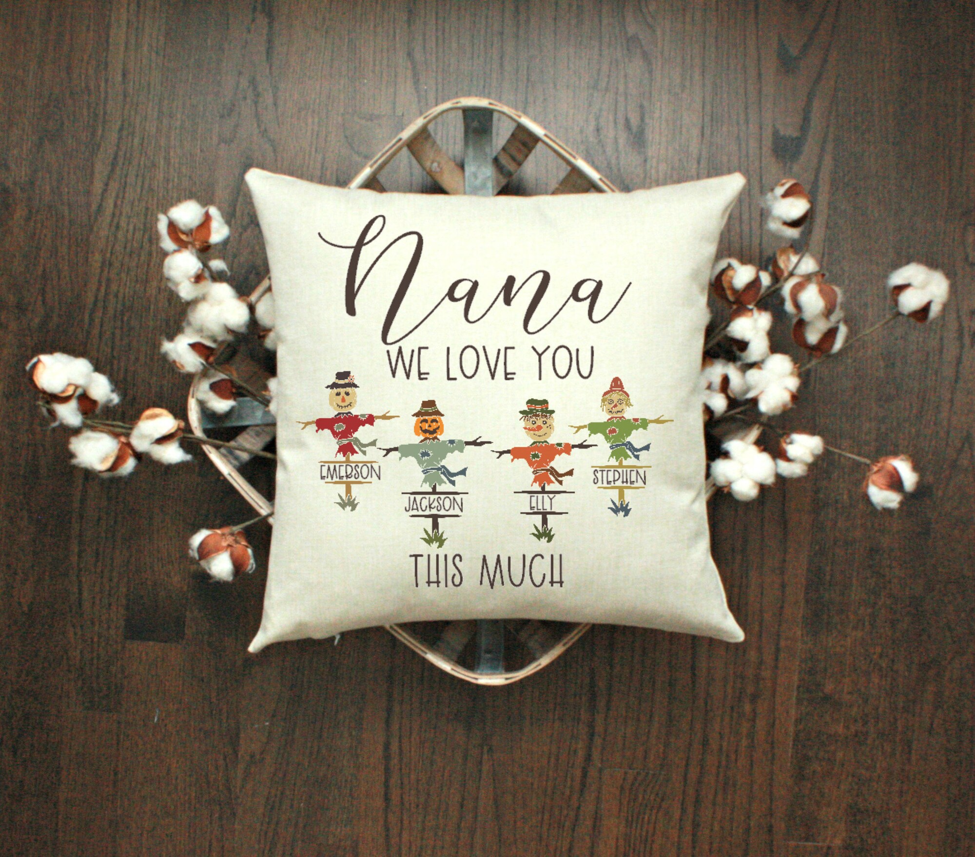 Discover Funda de Almohada Personalizada Familia Abuelos Otoño 40,6x40,6cm