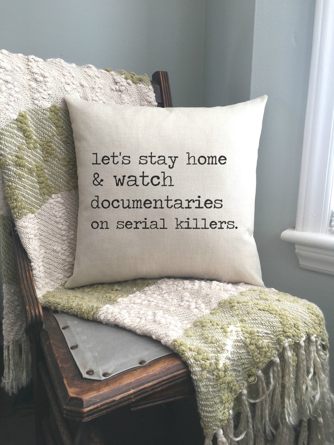 Funny Pillow / Serial Killer / Let's Stay Home Etsy