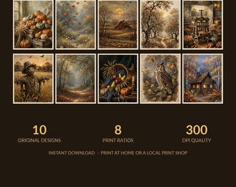 10 stampe artistiche vintage autunnali da parete / Set galleria autunnale da parete / 8 formati fino a 24x36 + ISO / 300 DPI