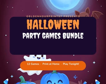 Pacchetto di giochi per feste di Halloween - 57 pagine / 12 giochi: quiz, bingo, pictionary / Soluzioni incluse