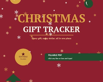 Lista regali di Natale modificabile in PDF compilabile / Organizzatore lista regali / Budget / Formato Letter A4 A5