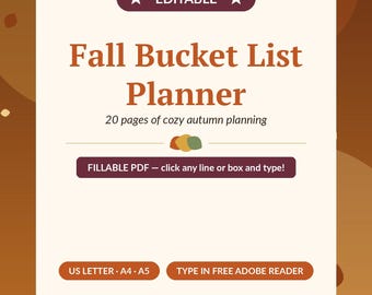 Agenda per la lista delle cose da fare in autunno, modificabile, in formato PDF compilabile / Scrivi su ogni riga / Formato lettera A4 A5