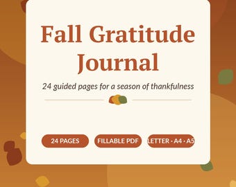 Diario della gratitudine autunnale stampabile e compilabile in PDF / 24 pagine Diario della gratitudine autunnale / Formato lettera A4 A5
