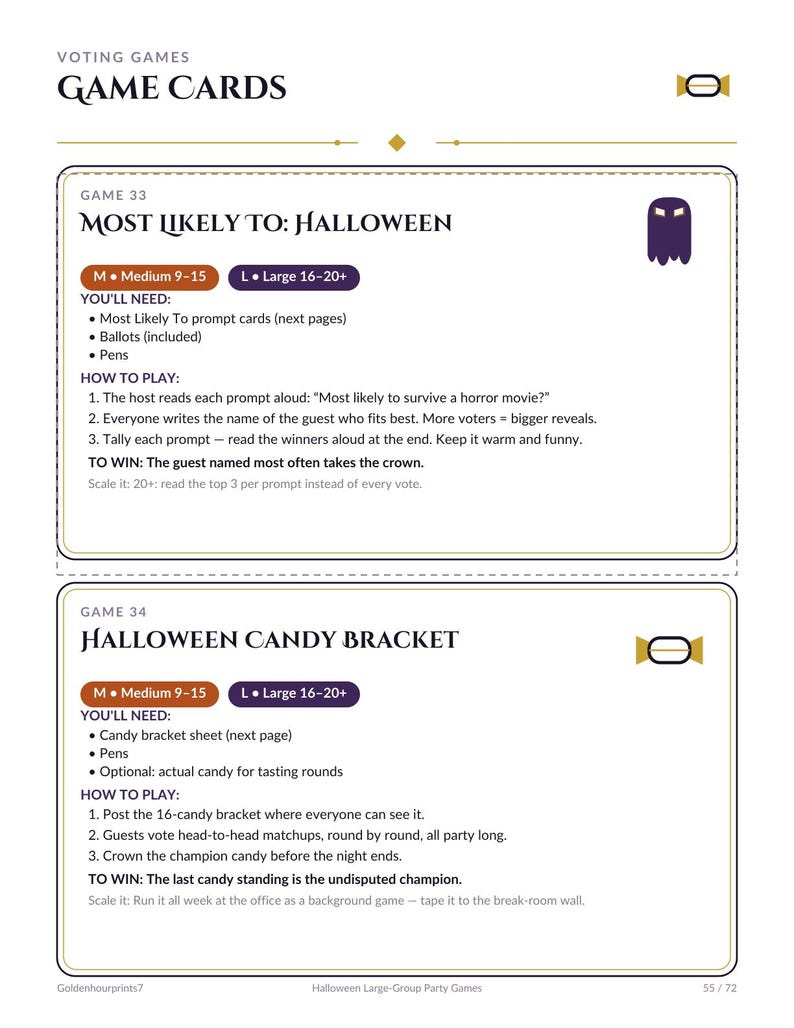 Halloween-festspelpaket för stora grupper | 37 festspel för vuxna | Festspel för kontoret, teambuilding, Minute to Win It | Utskrivbar bild 6