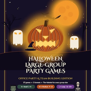 Halloween-festspelpaket för stora grupper | 37 festspel för vuxna | Festspel för kontoret, teambuilding, Minute to Win It | Utskrivbar bild 1