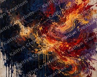 Pure Feeling — Original Abstract Expressionist Art, Black Gold Crimson Ember Painting, Digital Download Wall Art