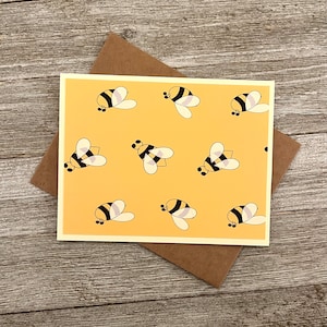 Tarjetas de notas con diseño de abejas, juego variado de 8 tarjetas en acuarela imagen 5