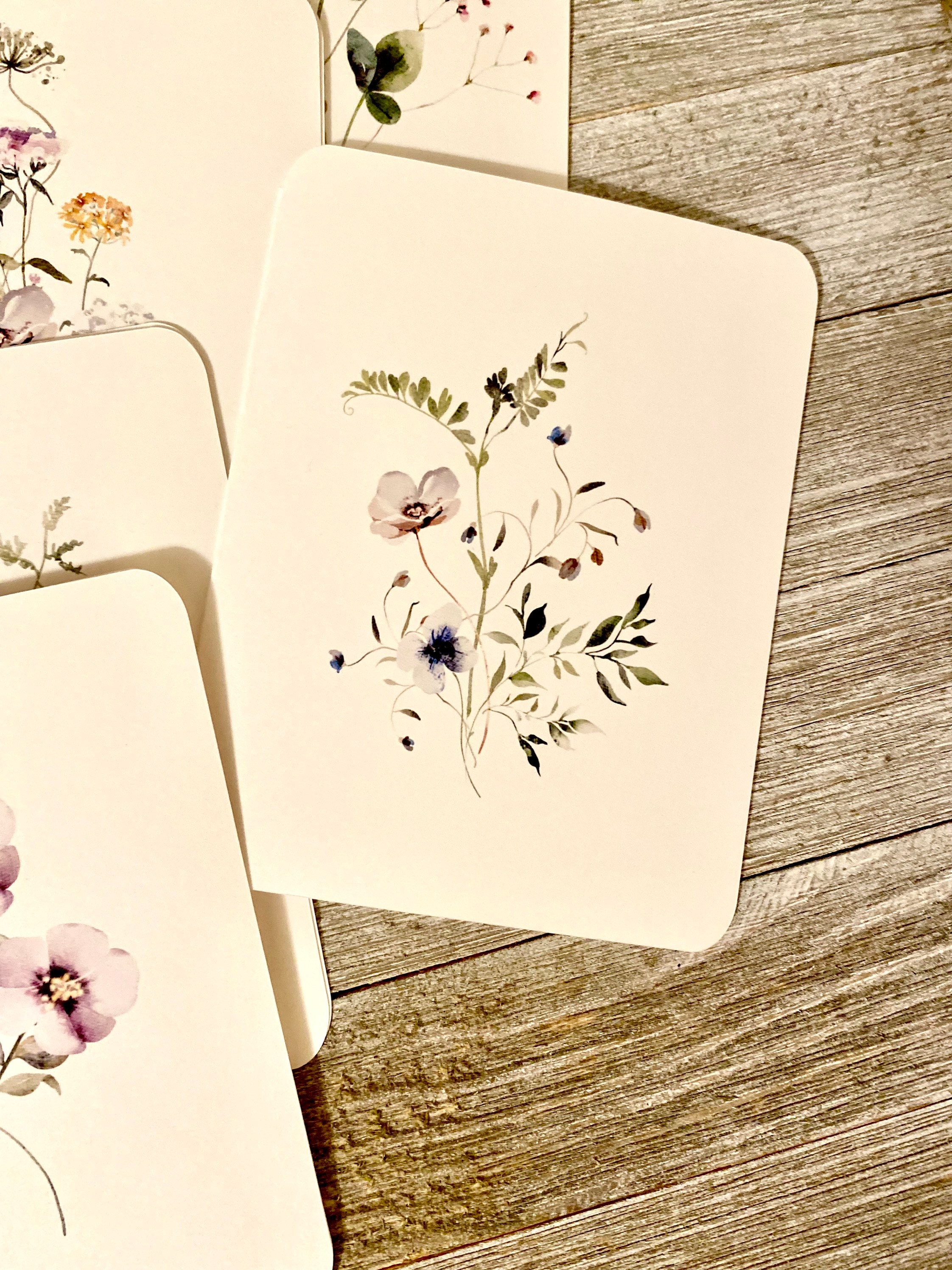 Watercolor Wildflower Note Card Set: Botanical All Occasion Cards - Etsy
