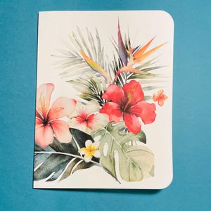 Hawaiian Floral Notecards: Tropical Hibiscus, Monstera - Set of 6
