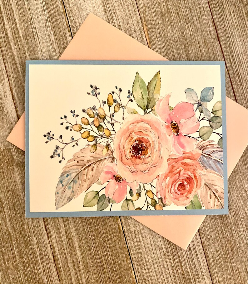 Watercolor Floral Note Card Set: Handmade Botanical Cards - Etsy