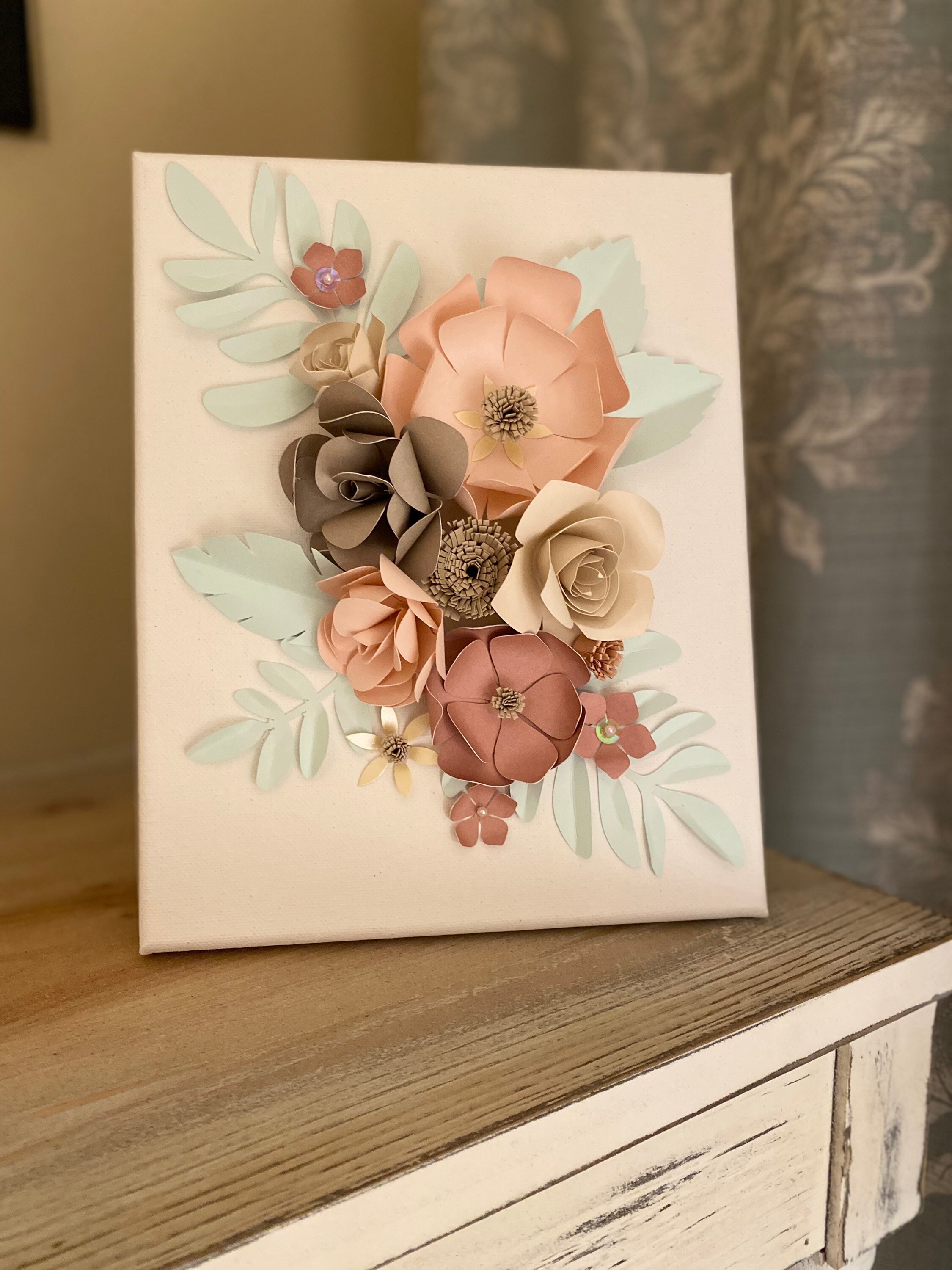 Paper Flower Wall Art/nursery Wall Art/paper Flower/canvas Etsy