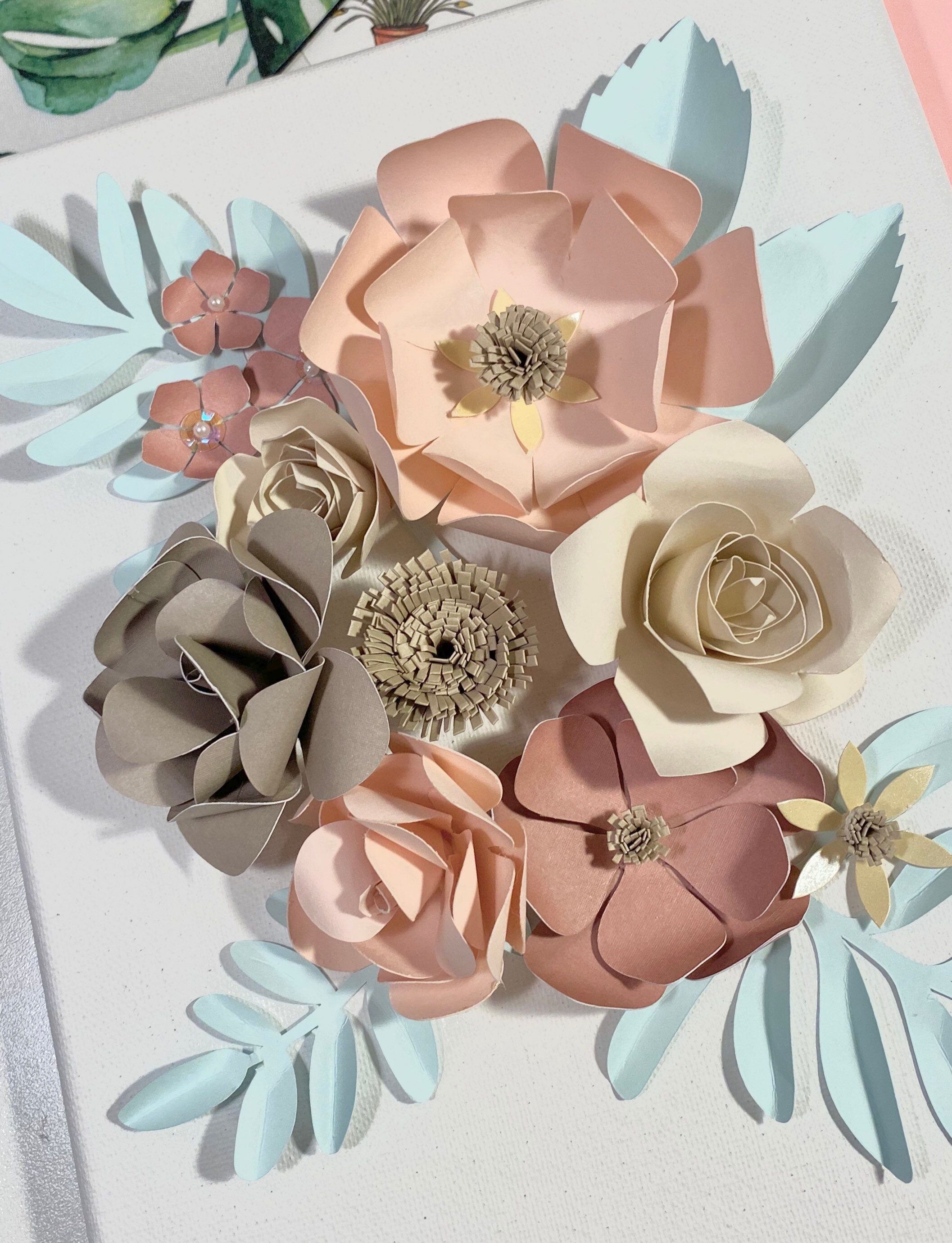 Paper Flower Wall Art/nursery Wall Art/paper Flower/canvas Etsy