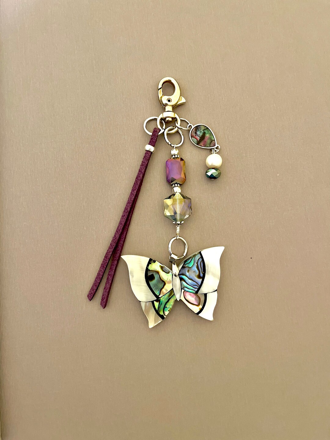 Abalone Butterfly Keychain/boho Style Keychain/ Butterfly Keychain ...