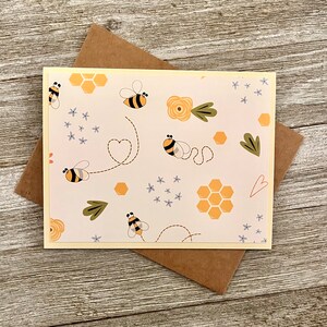 Tarjetas de notas con diseño de abejas, juego variado de 8 tarjetas en acuarela imagen 7