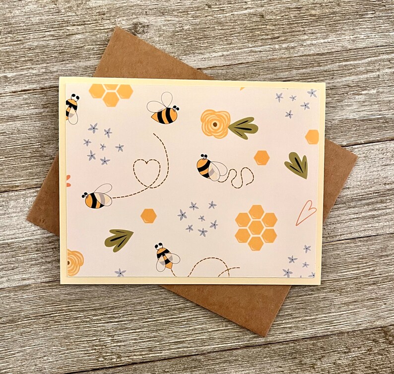 Tarjetas de notas con diseño de abejas, juego variado de 8 tarjetas en acuarela imagen 7