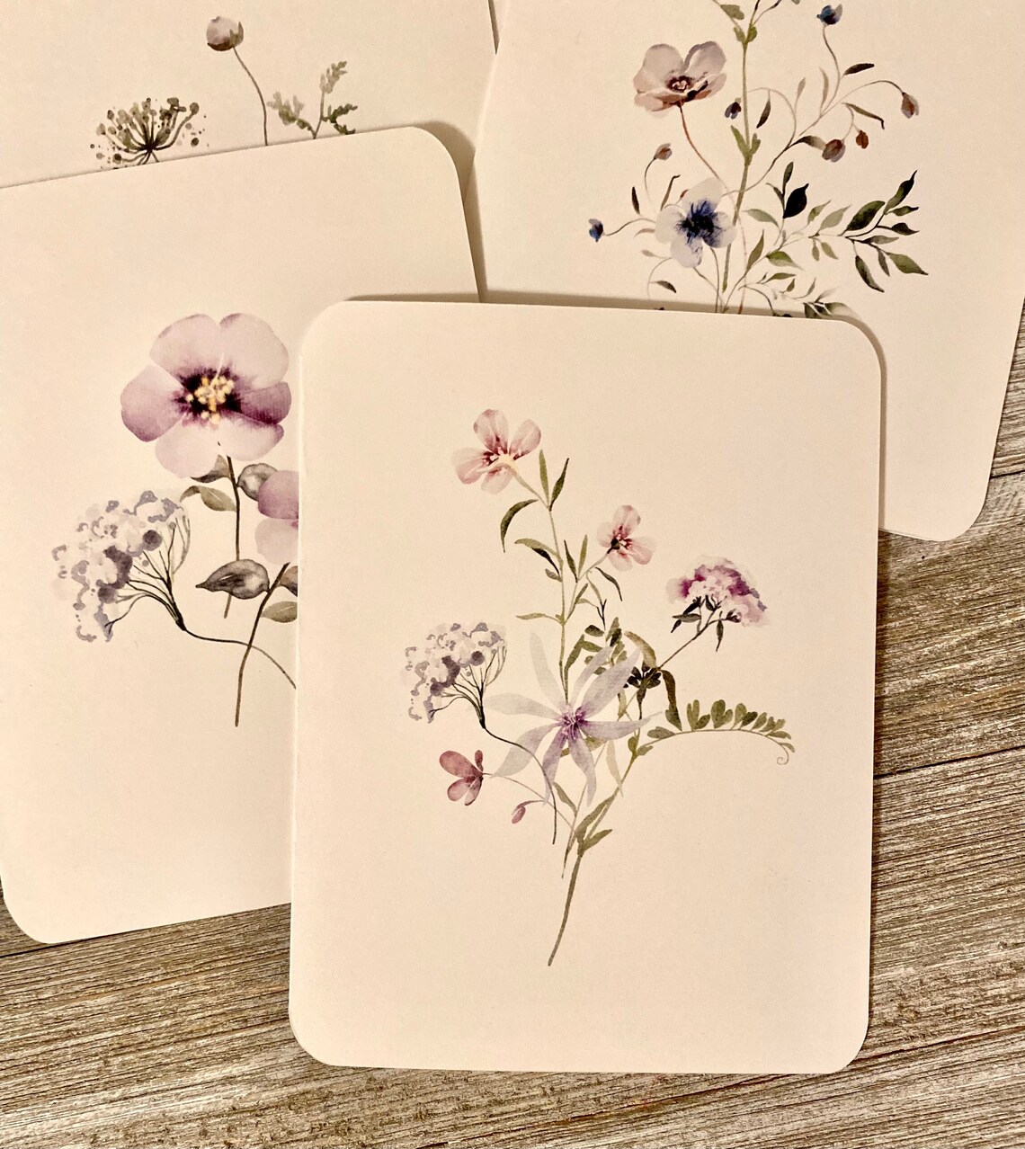 Watercolor Wildflower Note Card Set: Botanical All Occasion Cards - Etsy