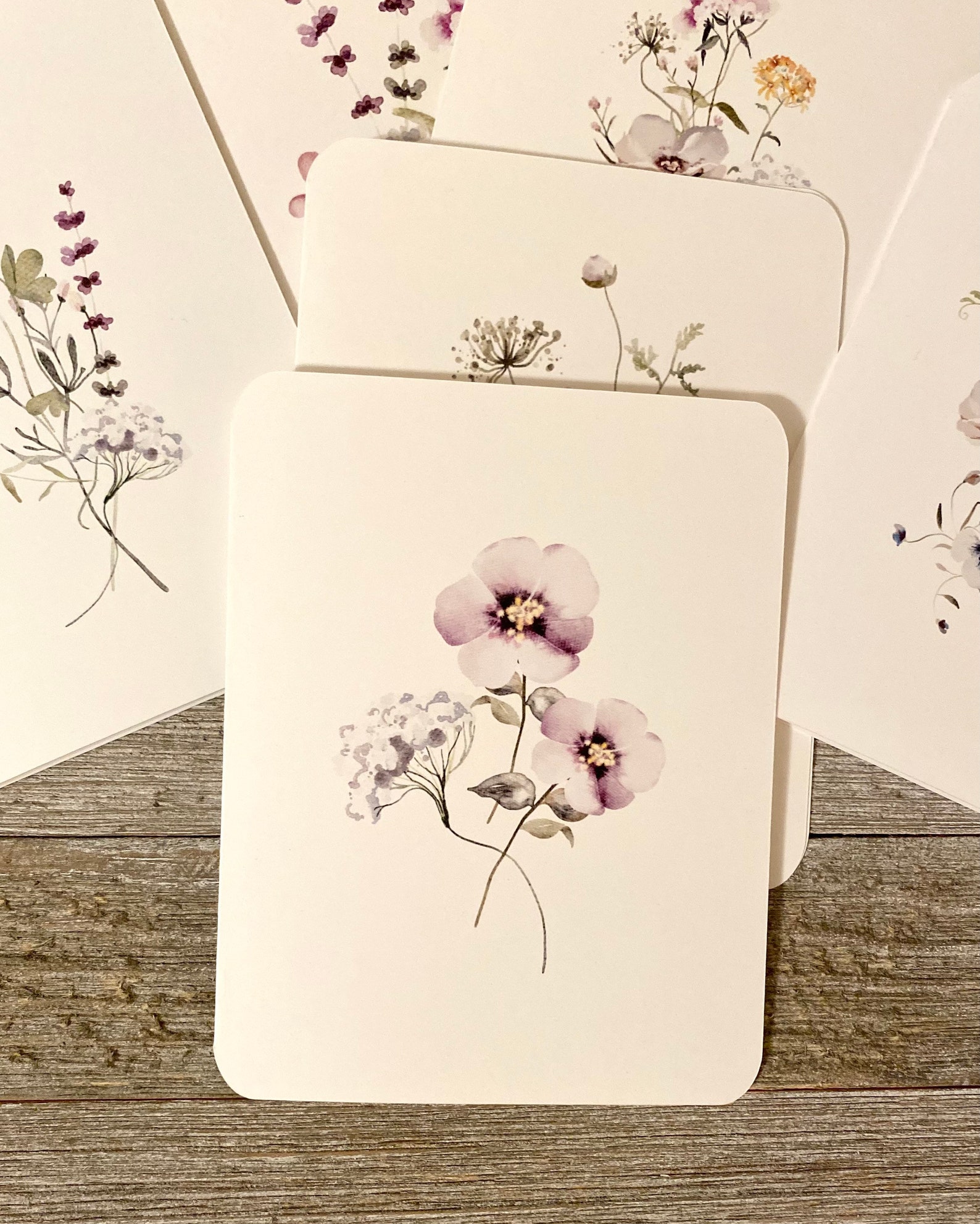 Watercolor Wildflower Note Card Set: Botanical All Occasion Cards - Etsy