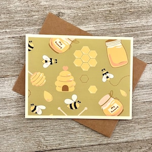 Tarjetas de notas con diseño de abejas, juego variado de 8 tarjetas en acuarela imagen 2