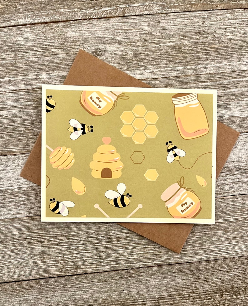 Tarjetas de notas con diseño de abejas, juego variado de 8 tarjetas en acuarela imagen 2