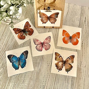 May include: Set of six butterfly illustrations printed on cardstock. The butterflies are in various colors, including blue, pink, orange, and brown. The illustrations are perfect for scrapbooking, card making, or other craft projects.