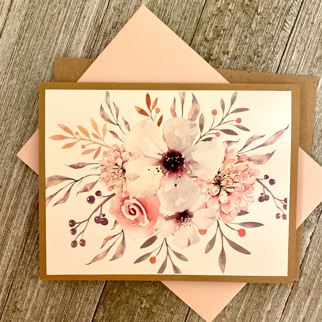 Watercolor Floral Note Cards: Arrow & Feather Stationery Set - Etsy