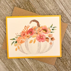 Pumpkin floral watercolor/pumpkin card set/ Holiday cards/ Thanksgiving cards/ floral pumpkin card set