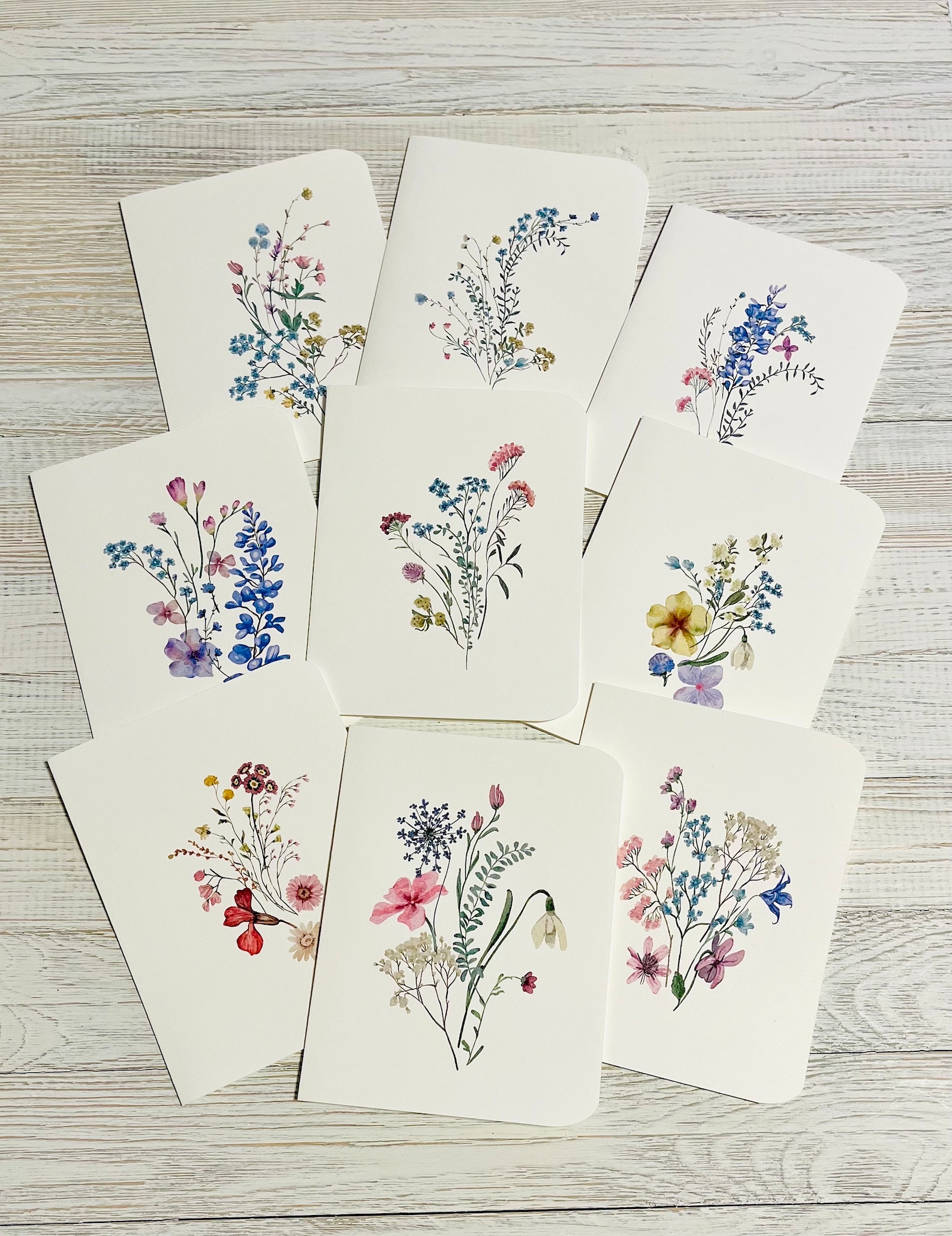 Watercolor Wildflower Note Card Set: Botanical All Occasion Cards - Etsy