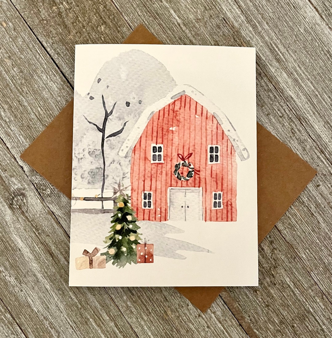Christmas Farm/ Christmas Card Farmhouse Christmas Cards/christmas Card Set/christmas Cards