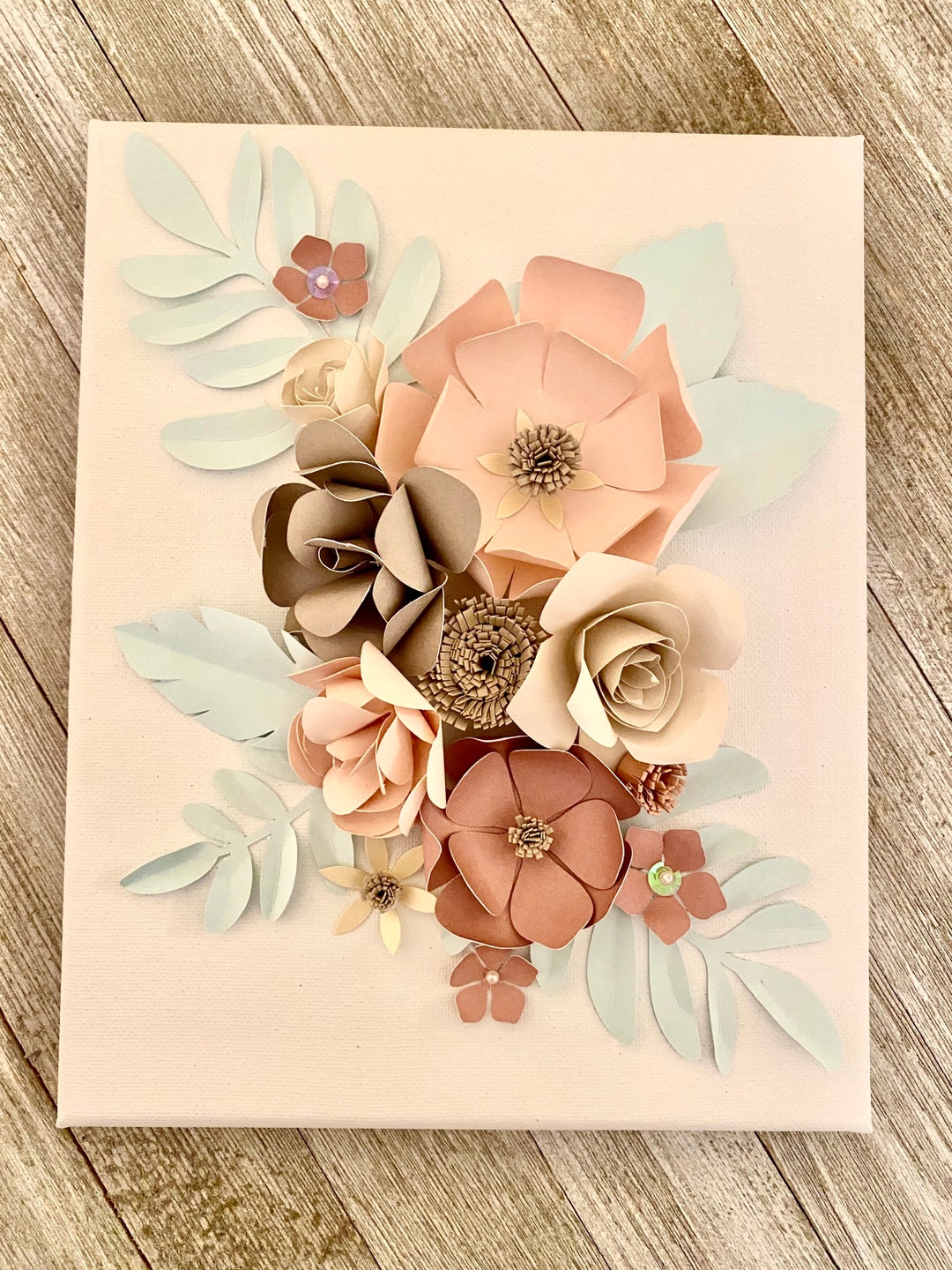 Paper Flower Wall Art/nursery Wall Art/paper Flower/canvas Etsy