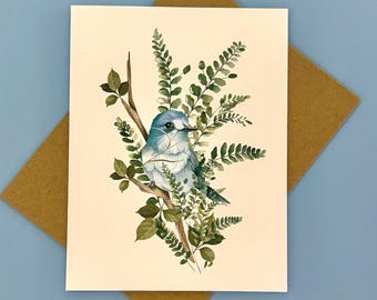 Botanical Bird Note Cards: Watercolor Bird & Wildflower Set