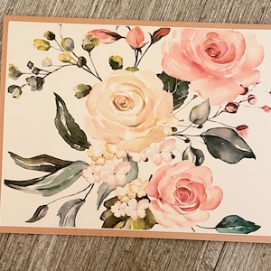 Wildflower note cards/Blank card set/ Note cards/Peach Rose cards/Gift cards/Floral card set/ Botanical