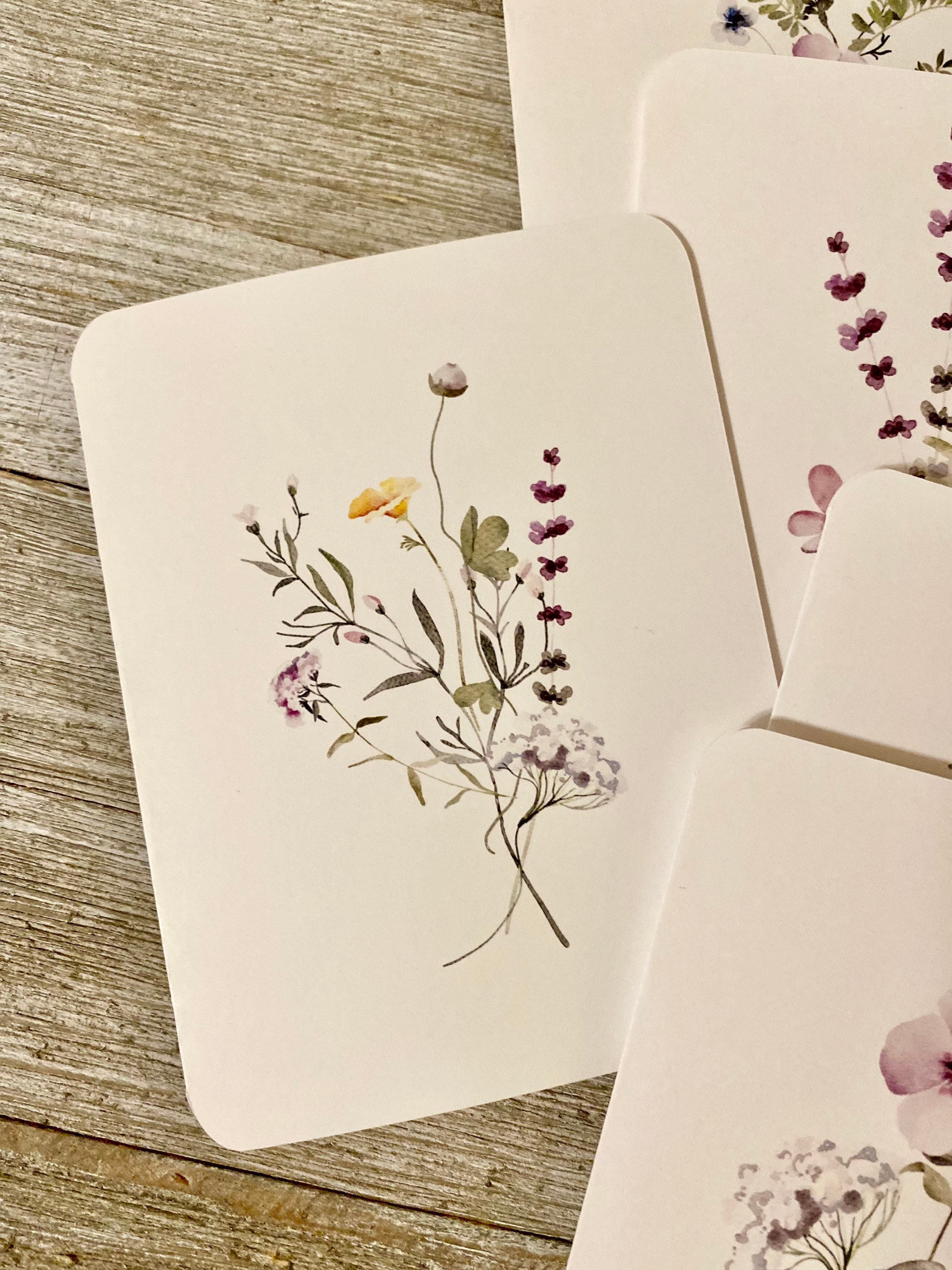 Watercolor Wildflower Note Card Set: Botanical All Occasion Cards - Etsy