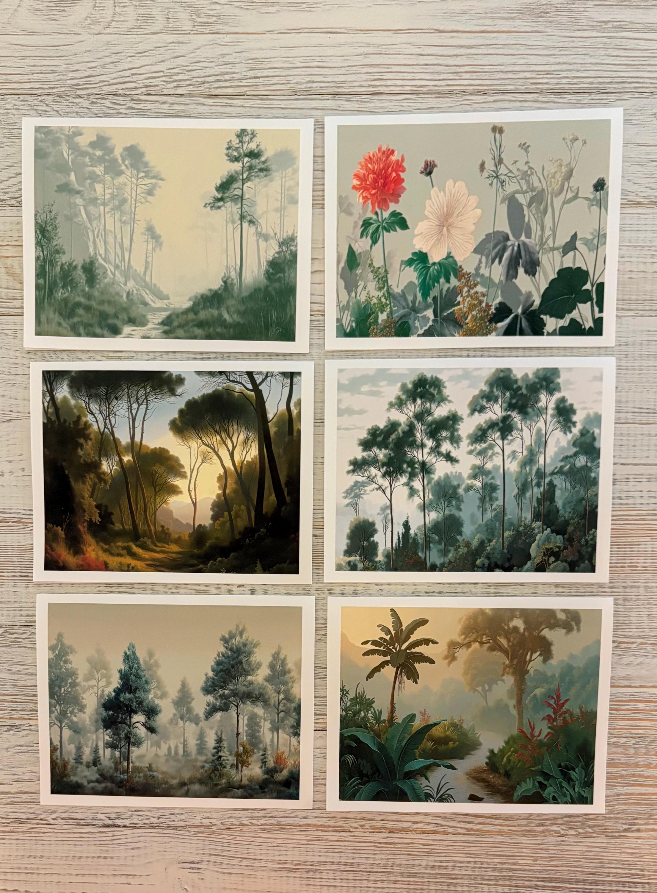 Vintage Forest Landscape Note Cards - Set of 6 - Etsy