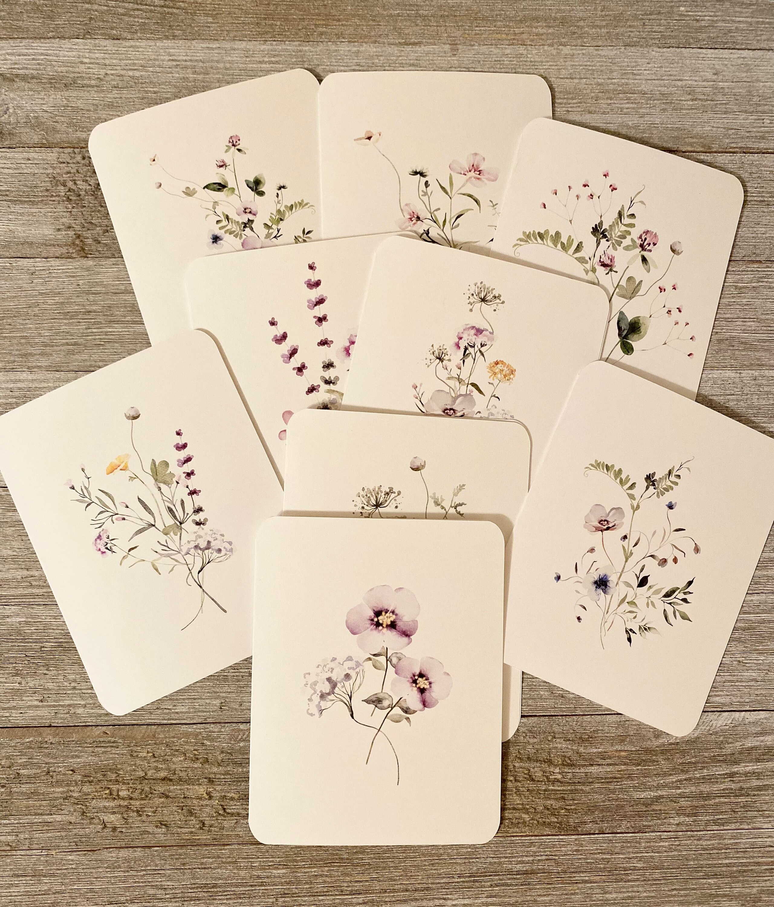 Watercolor Wildflower Note Card Set: Botanical All Occasion Cards - Etsy