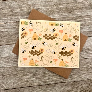 Tarjetas de notas con diseño de abejas, juego variado de 8 tarjetas en acuarela imagen 4