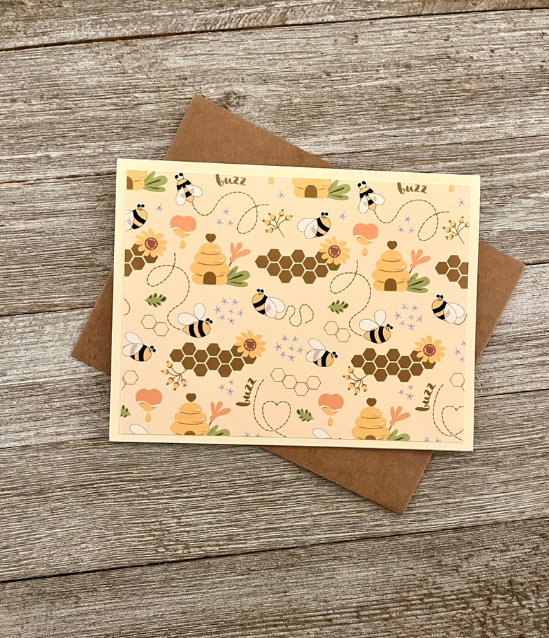 Tarjetas de notas con diseño de abejas, juego variado de 8 tarjetas en acuarela imagen 4