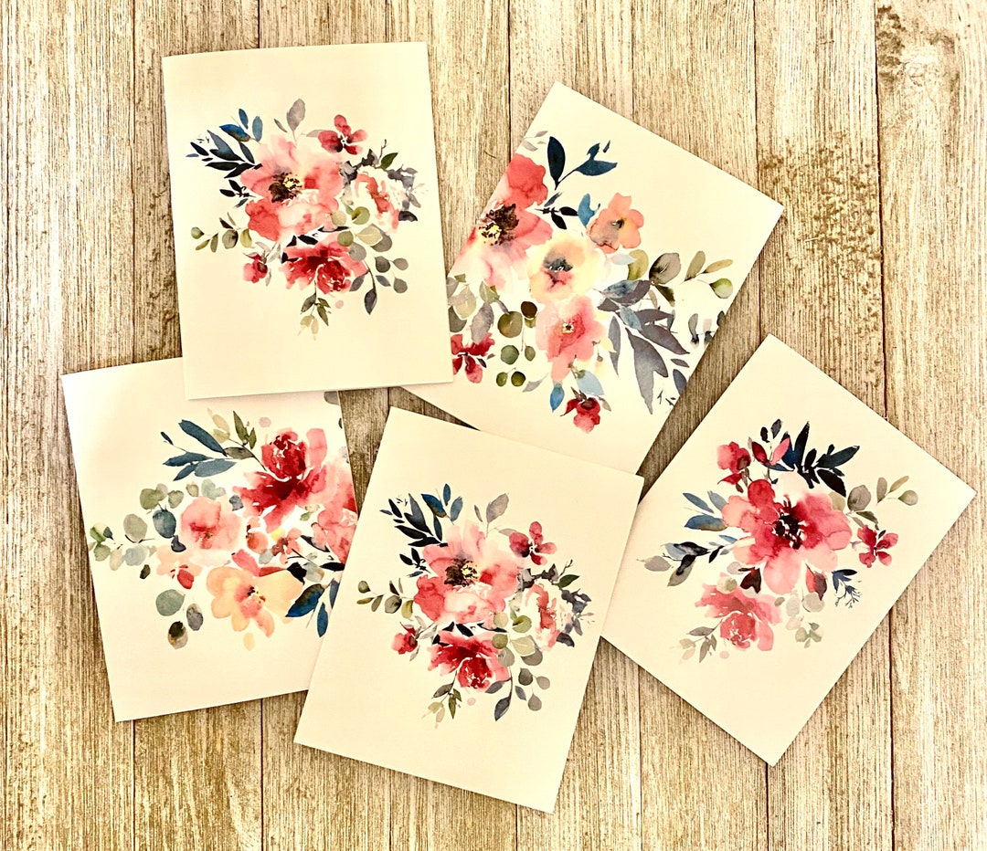 Watercolor Wildflower Note Card Set, Floral Stationery, Handmade Blank ...