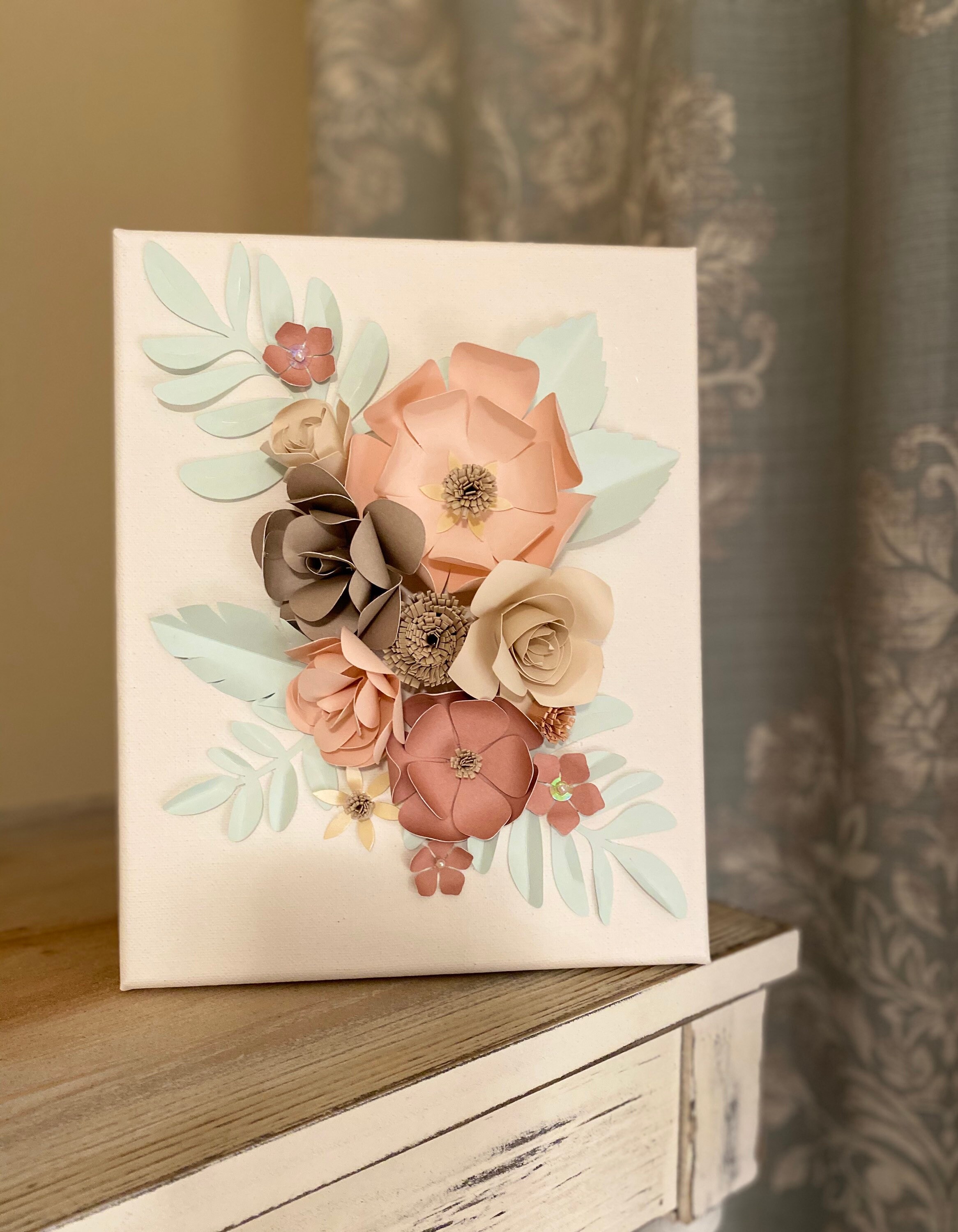 Paper Flower Wall Art/nursery Wall Art/paper Flower/canvas Etsy