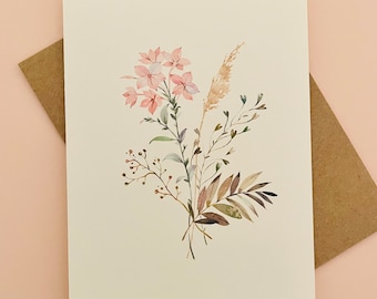 Watercolor Wildflower Notecards: Pink Floral Greeting Card Set