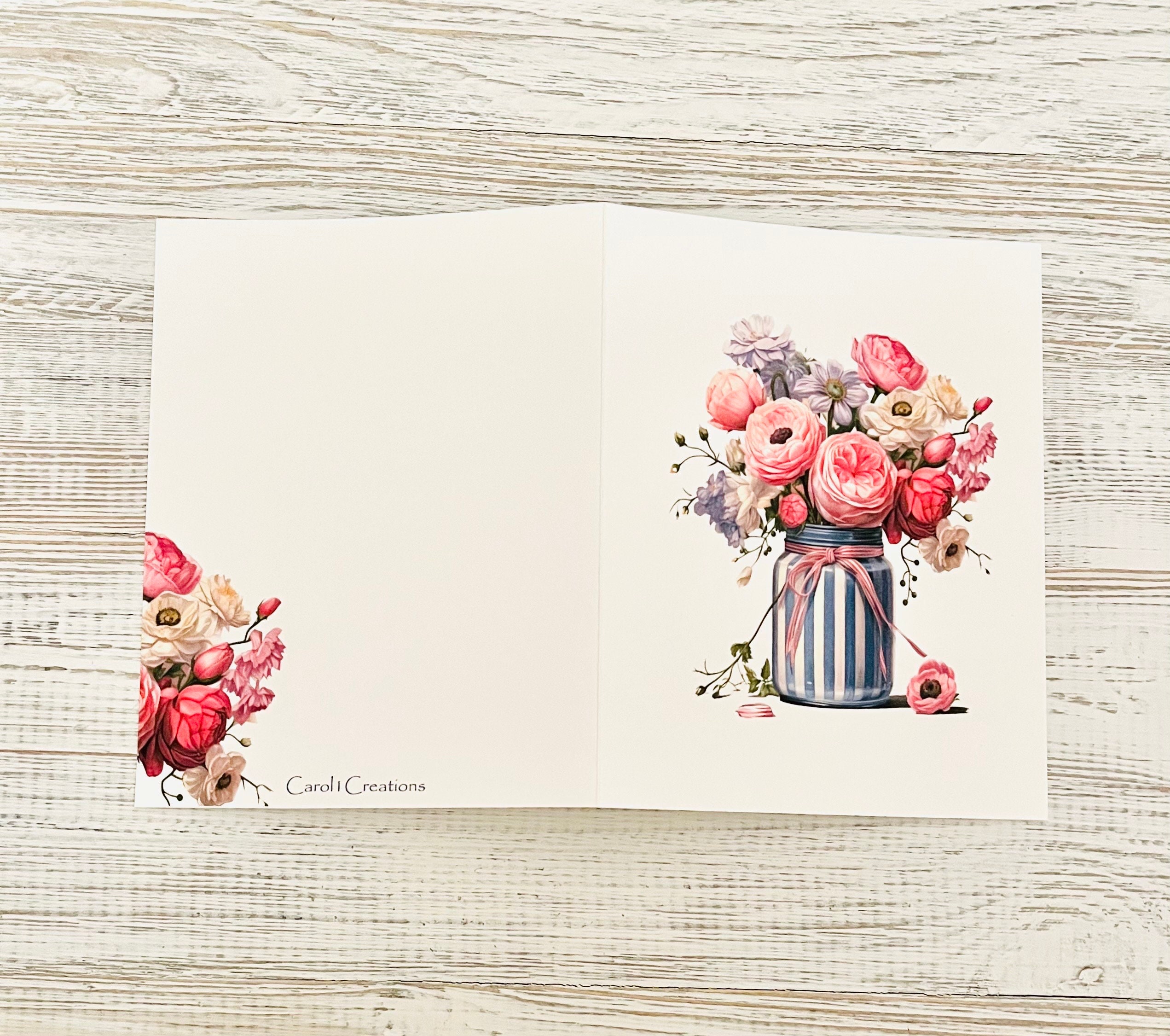 Watercolor Floral Mason Jar Note Cards, Set of 4 - Etsy