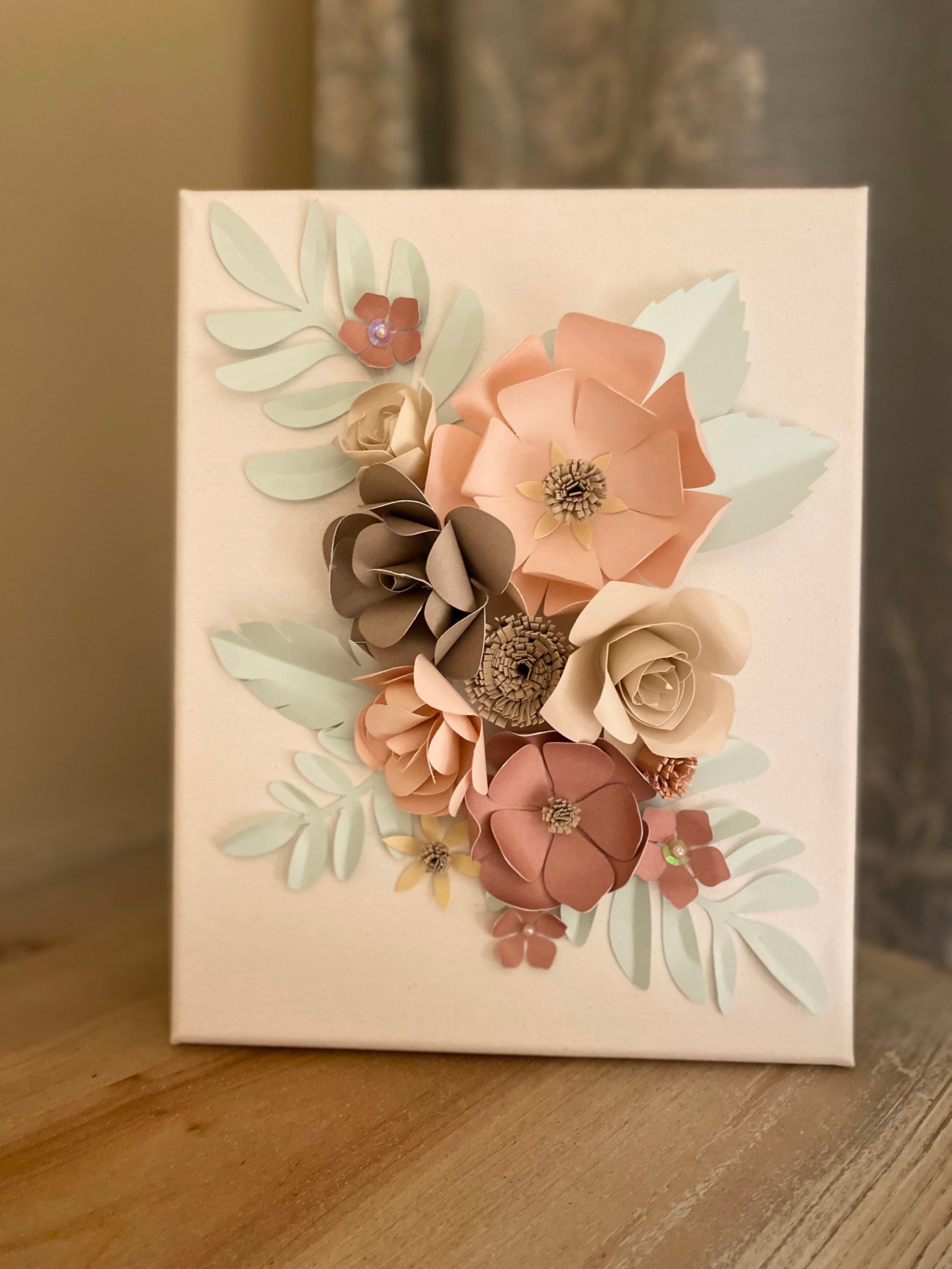 Paper Flower Wall Art/nursery Wall Art/paper Flower/canvas Etsy