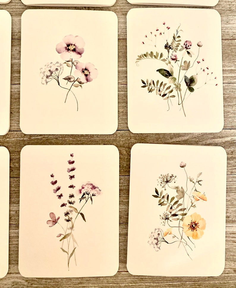 Watercolor Wildflower Note Card Set: Botanical All Occasion Cards - Etsy