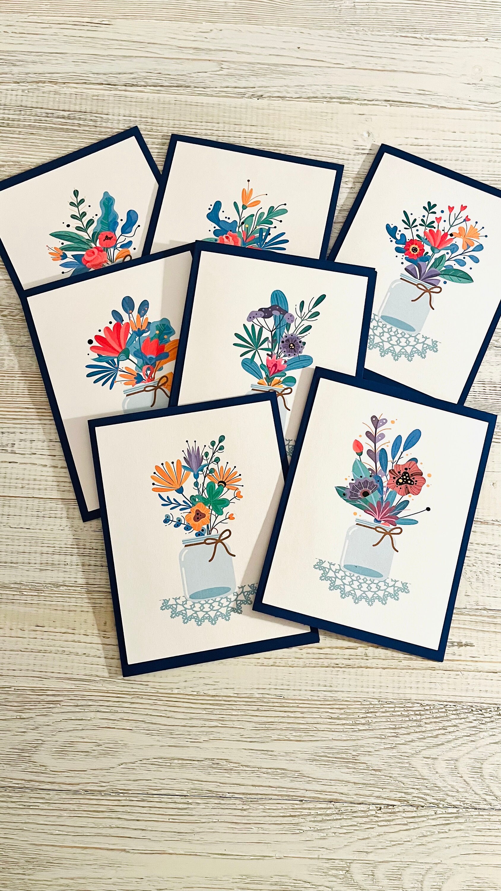 Watercolor Floral Note Cards: Mason Jar Flower Set - Etsy