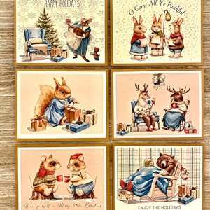 Christmas animals/Holiday cards/forest animal Christmas cards animal Christmas cardsAnimal cards/Animal greeting cards/ Christmas