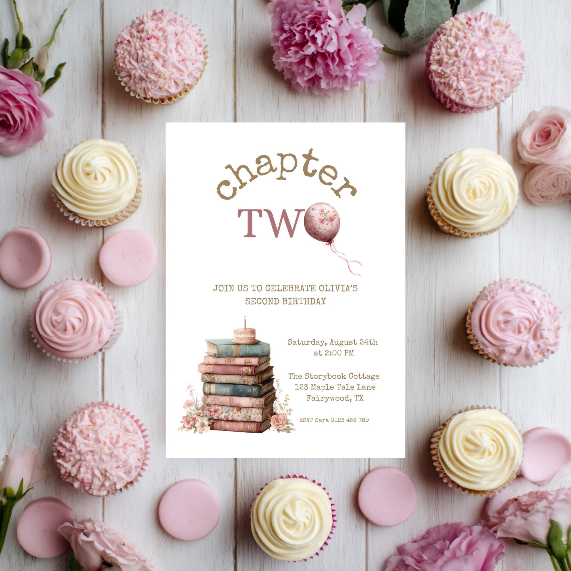 Chapter Two 2nd Birthday Party Invitation Canva Template, Vintage ...