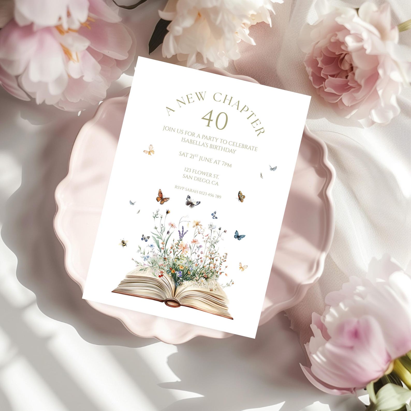 A New Chapter 40th Birthday Invitation Canva Template, Storybook ...