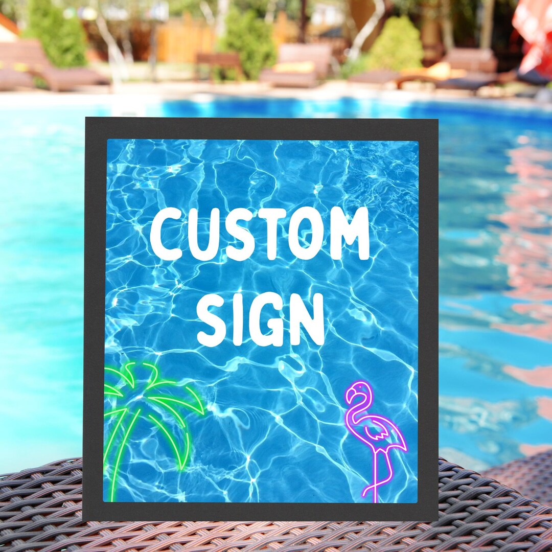 Pool Party Editable Custom Signs, Add Your Own Text, Neon Theme Summer ...