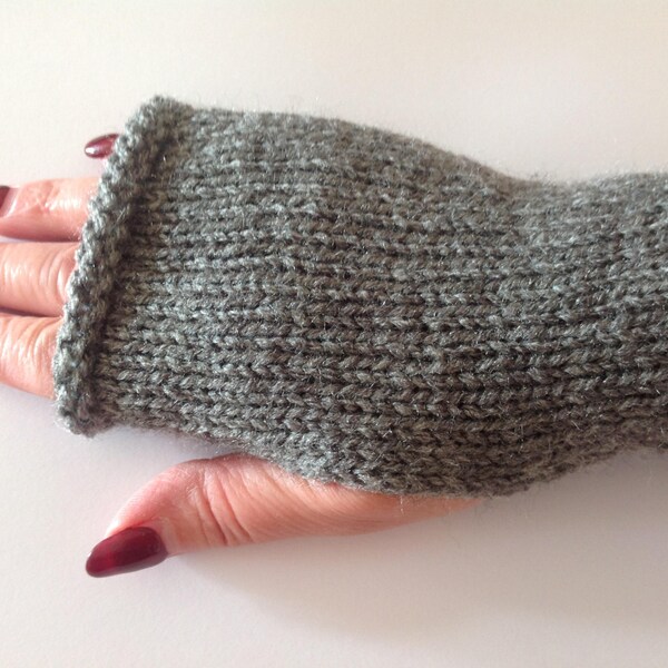 Hand Knitted Grey Wrist Warmers